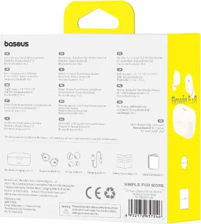 Baseus Bowie E18 Draadloze TWS Hoofdtelefoon Wit