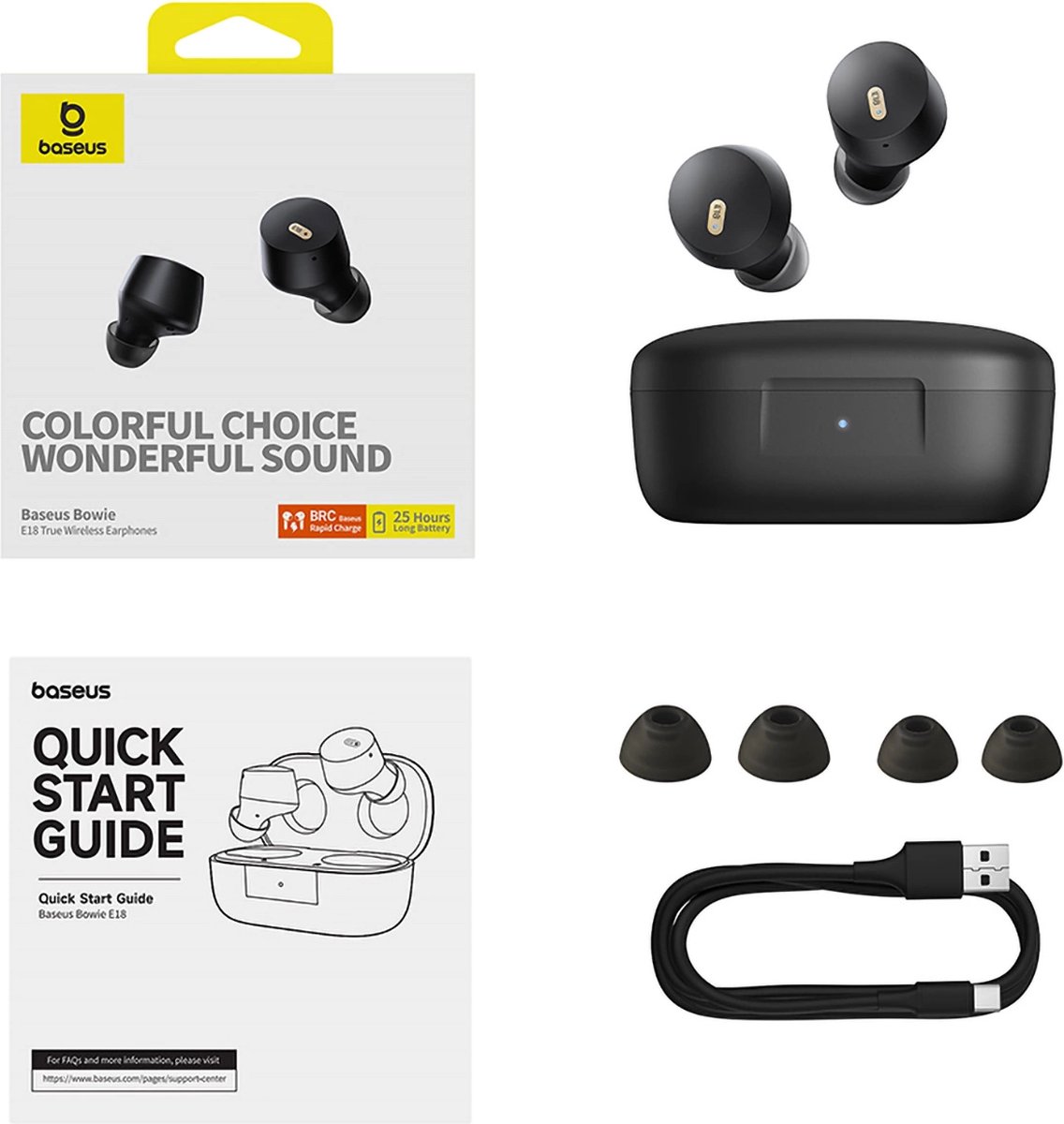 Baseus Bowie E18 TWS Bluetooth 5.3 Headset Zwart