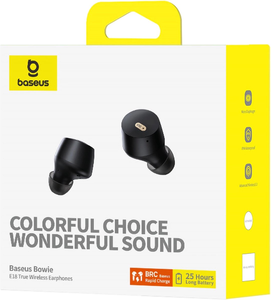 Baseus Bowie E18 TWS Bluetooth 5.3 Headset Zwart