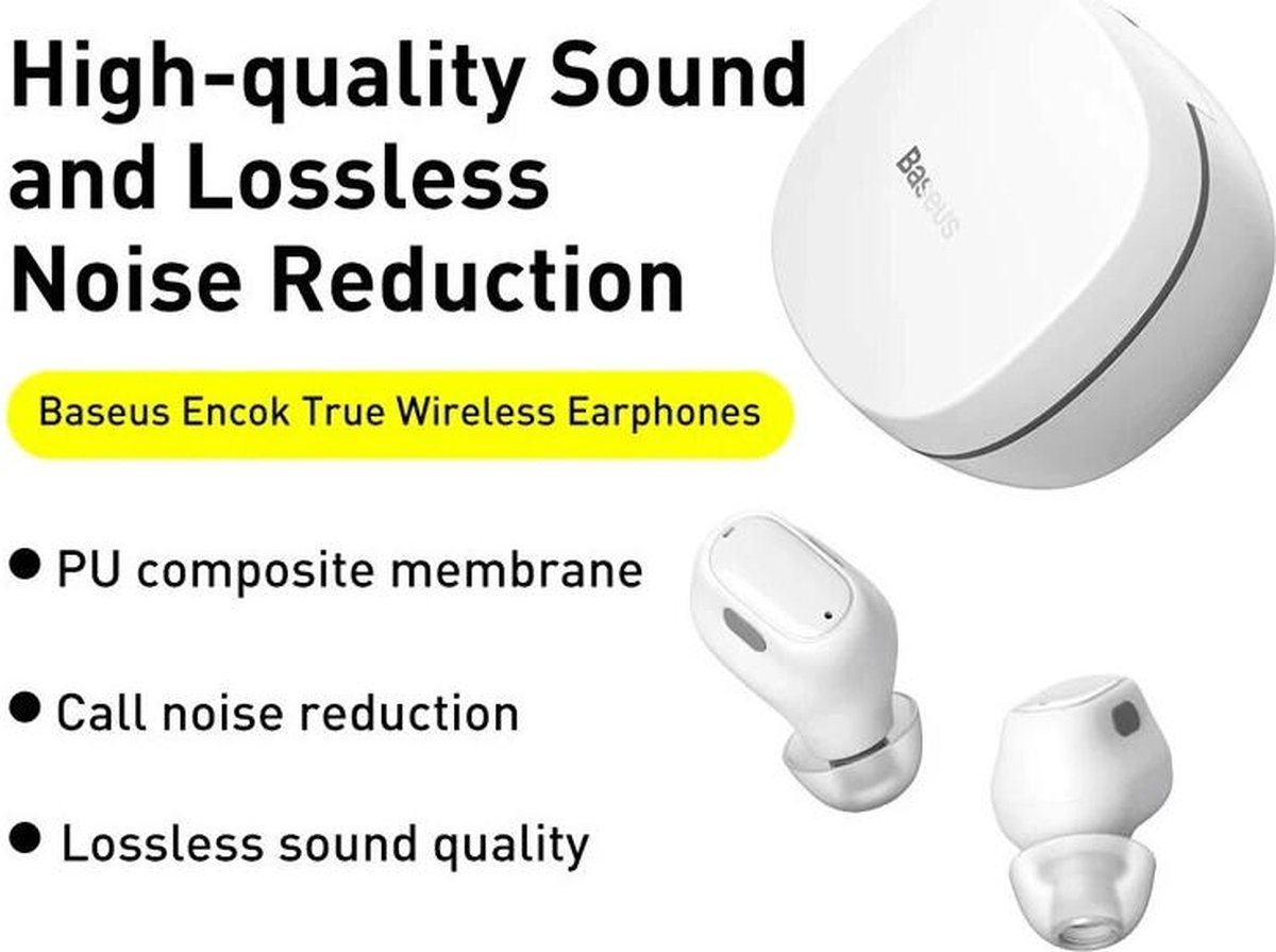 Baseus Bowie WM01 TWS Bluetooth Oordopjes Wit