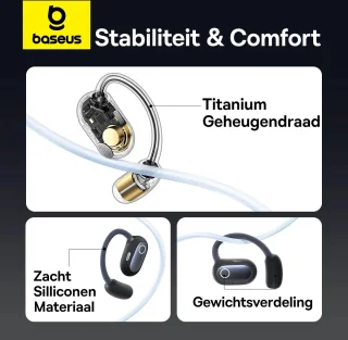 Baseus Eli Sport 1 Draadloze Open-Ear Sport Oordopjes Cosmic Zwart