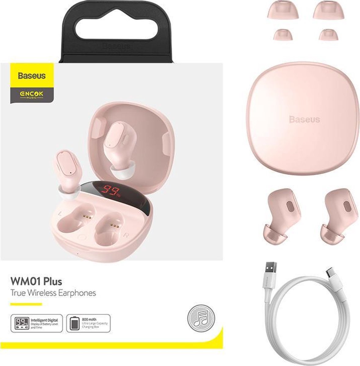 Baseus Encok WM01 Plus Draadloze Oordopjes Roze