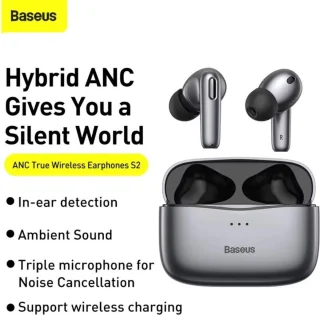 Baseus SiMU S2 Draadloze oortelefoons Grijs