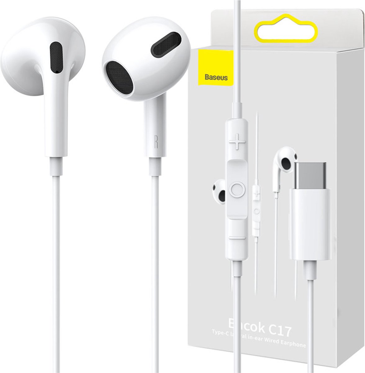 Baseus Type-C In-Ear Koptelefoon Wit