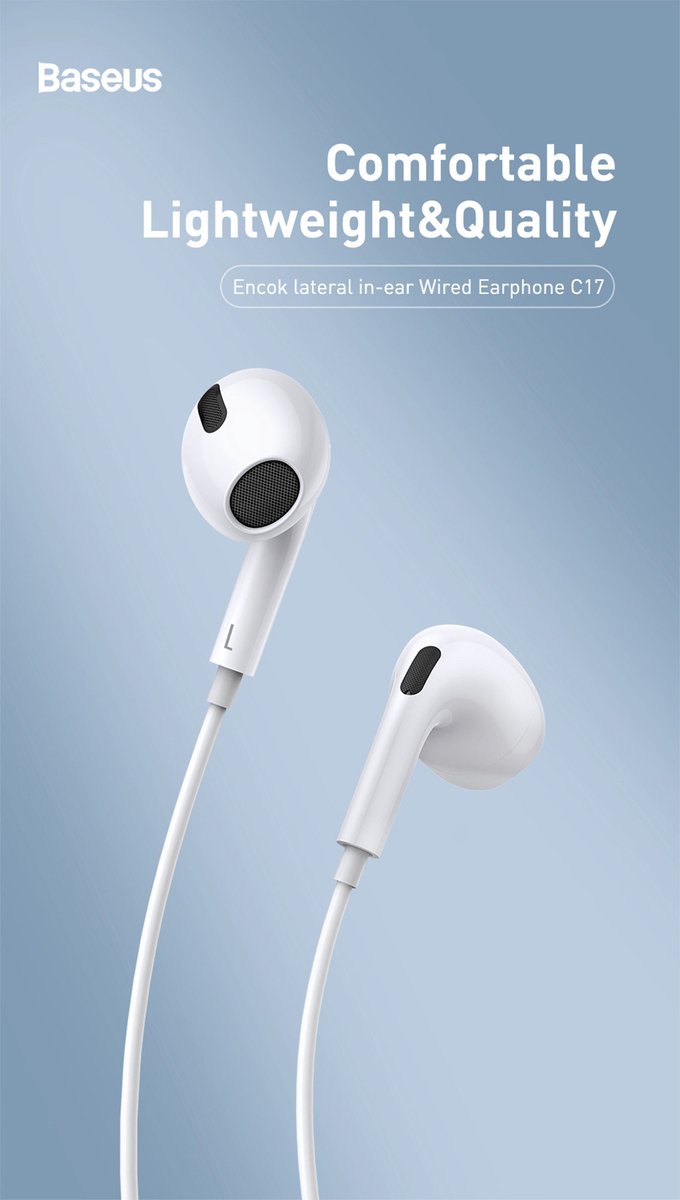 Baseus Type-C In-Ear Koptelefoon Wit