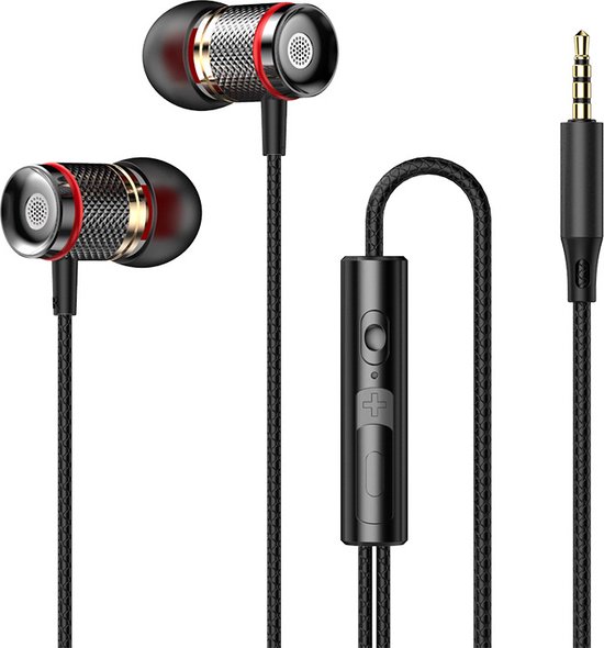 Bedrade In Ear Oordopjes met Microfoon 3,5mm Zwart