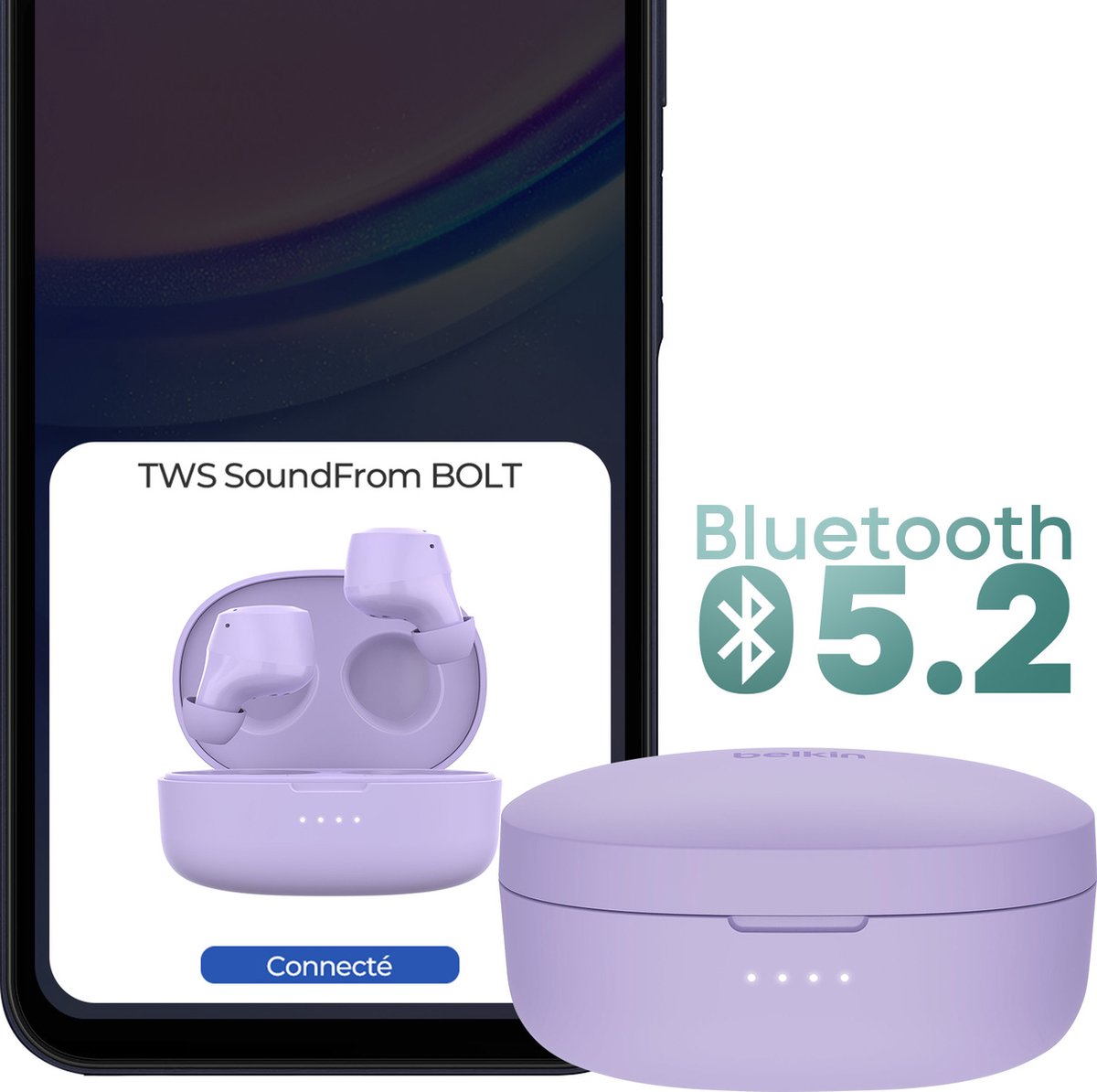 Belkin SoundForm Bolt Draadloze In-ear Headset Lavendel