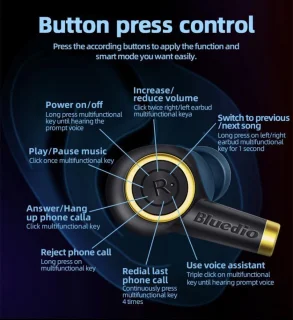 Bluedio P draadloze Bluetooth 5.0 oordopjes