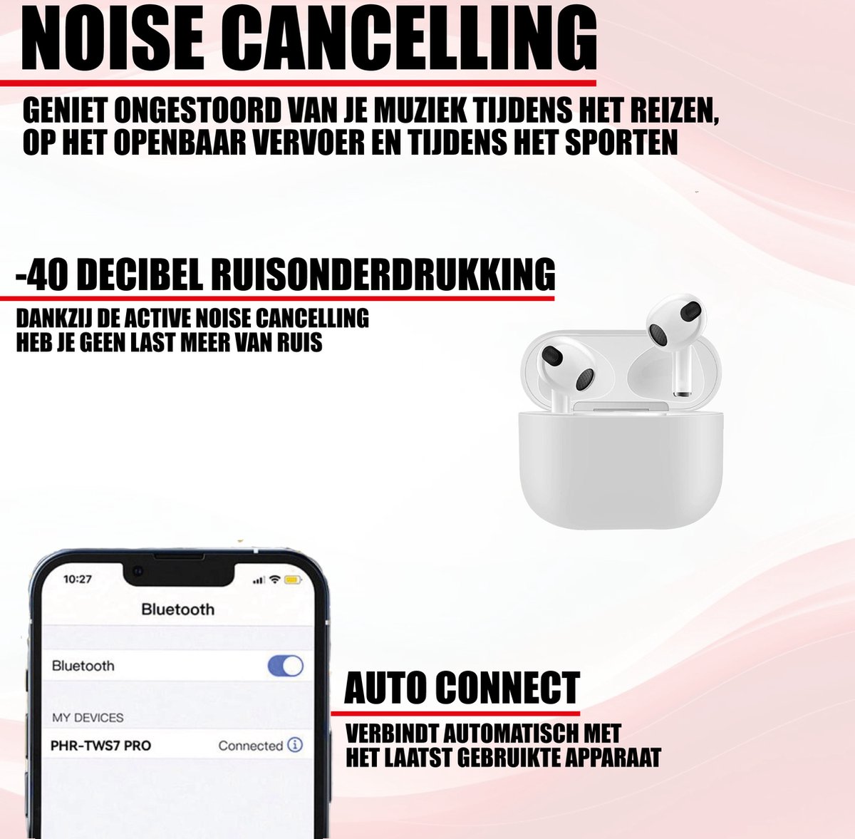 Bluetooth 5.3 Draadloze Oordopjes voor iPhone en Samsung