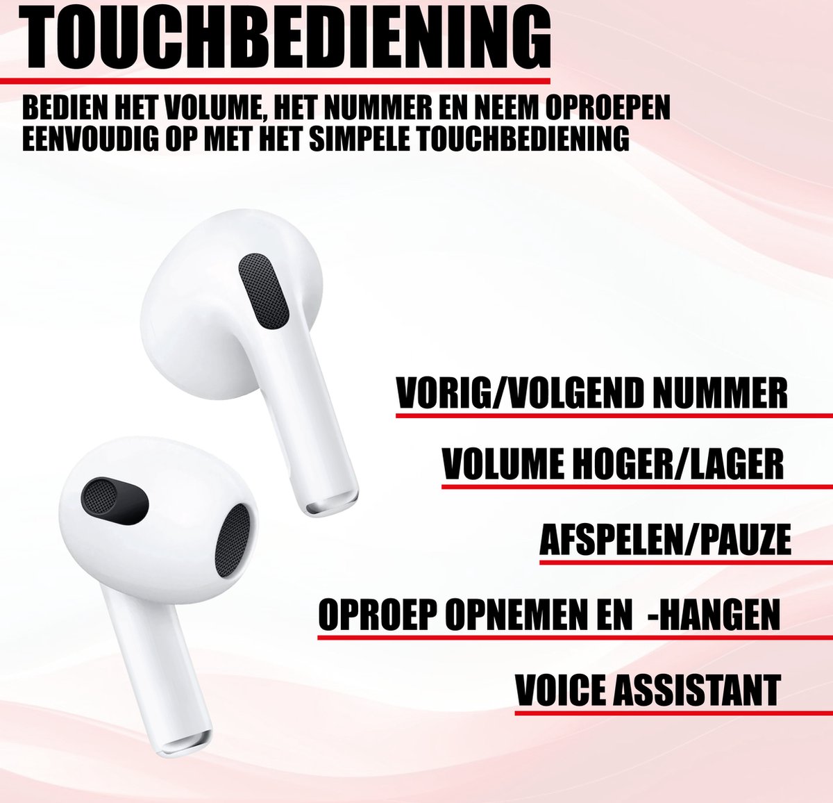 Bluetooth 5.3 Draadloze Oordopjes voor iPhone en Samsung