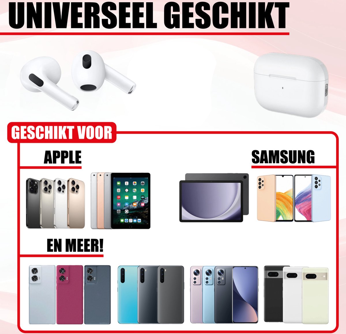 Bluetooth 5.3 Draadloze Oordopjes voor iPhone en Samsung