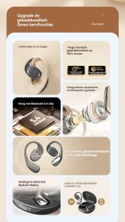Bluetooth 5.4 Draadloze Open-Ear Bone Conduction Oortjes met Oplaadcase