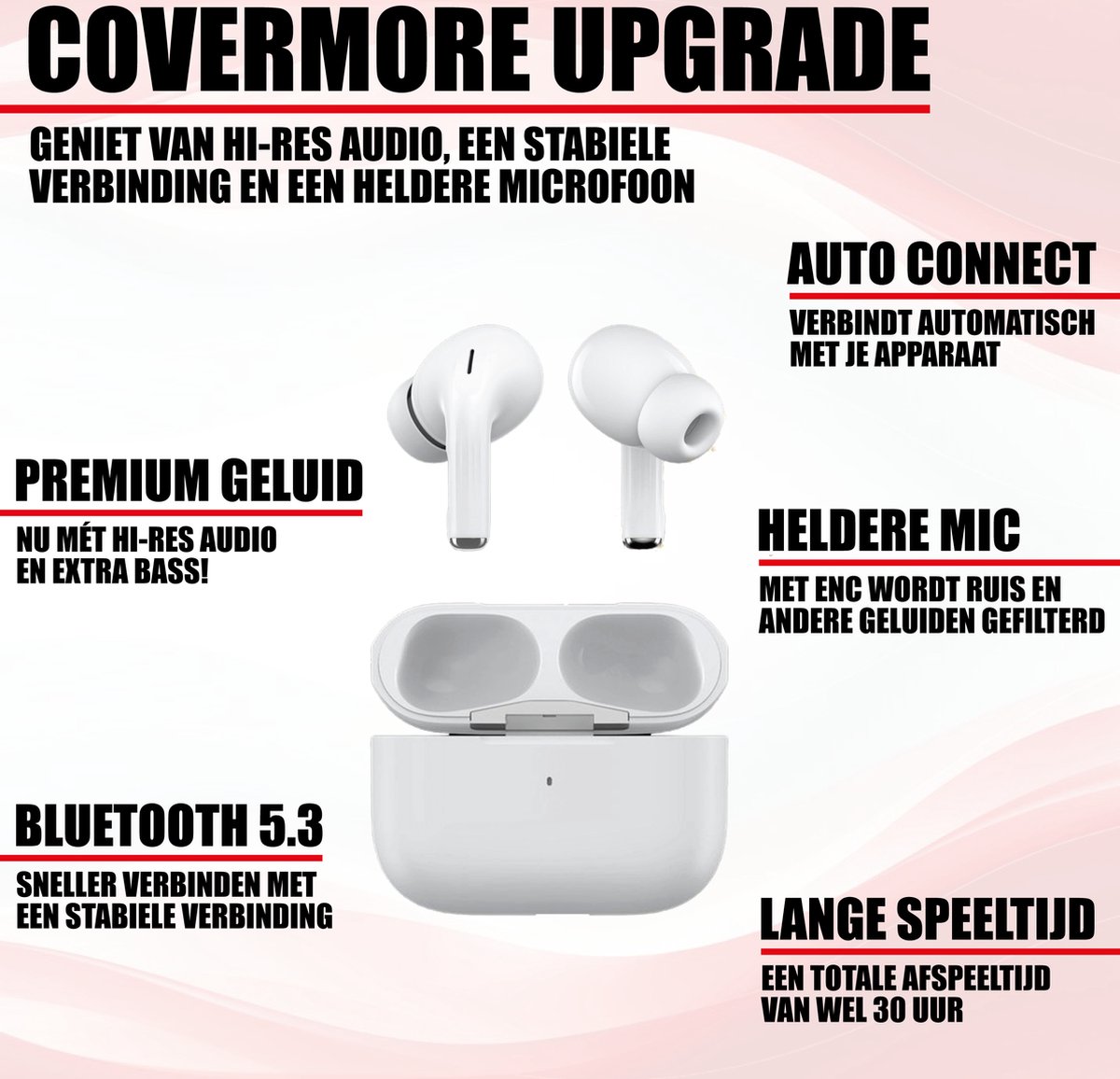 Bluetooth Oordopjes Draadloos Wit voor iPhone en Samsung