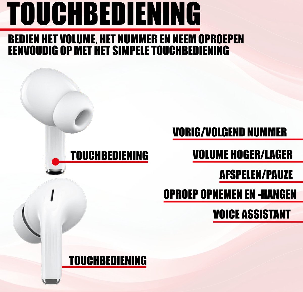 Bluetooth Oordopjes Draadloos Wit voor iPhone en Samsung