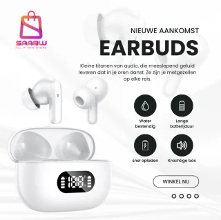 Bluetooth oordopjes in-ear wit met LED oplaadcase USB-C