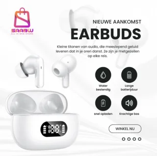 Bluetooth oordopjes in-ear wit met LED oplaadcase USB-C