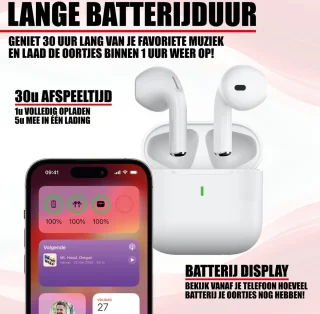 Bluetooth Oordopjes In-Ear Wit voor iPhone en Samsung