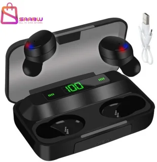 Bluetooth oordopjes met powerbank case 2200mAh zwart
