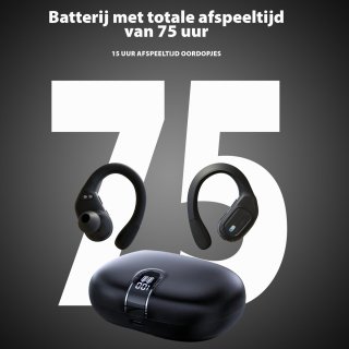 Bluetooth Sport Oordopjes met Oorhaak Zwart