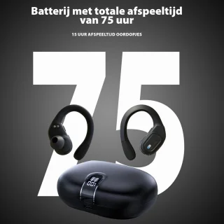 Bluetooth Sport Oordopjes met Oorhaak Zwart