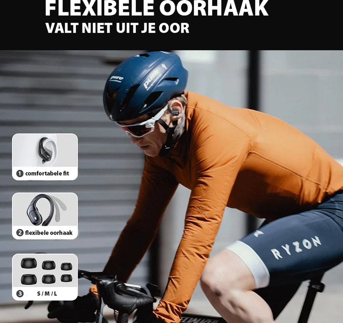Bluetooth Sport Oordopjes met Oorhaak Zwart