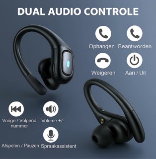 Bluetooth Sport Oordopjes met Oorhaak Zwart