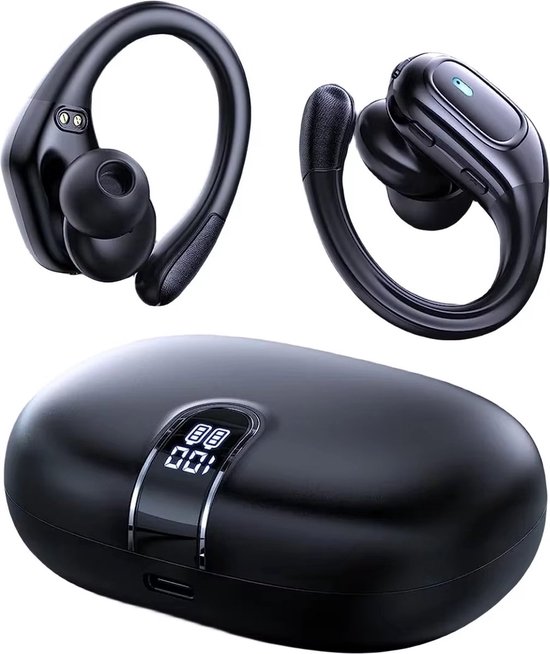 Bluetooth Sport Oordopjes met Oorhaak Zwart
