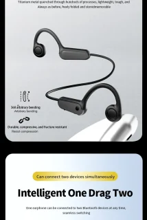 Bone Conduction Headphone Bluetooth 5.3 Zwart