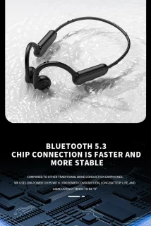 Bone Conduction Headphone Bluetooth 5.3 Zwart