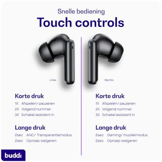 Wat vinden we goed aan de Buddi Pulse Draadloze Oordopjes Zwart