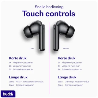 Buddi Pulse Draadloze Oordopjes Zwart