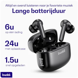 Buddi Pulse Draadloze Oordopjes Zwart