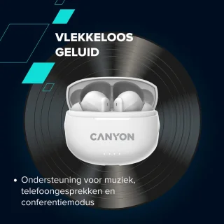 Canyon TWS-8 Bluetooth Earbuds White