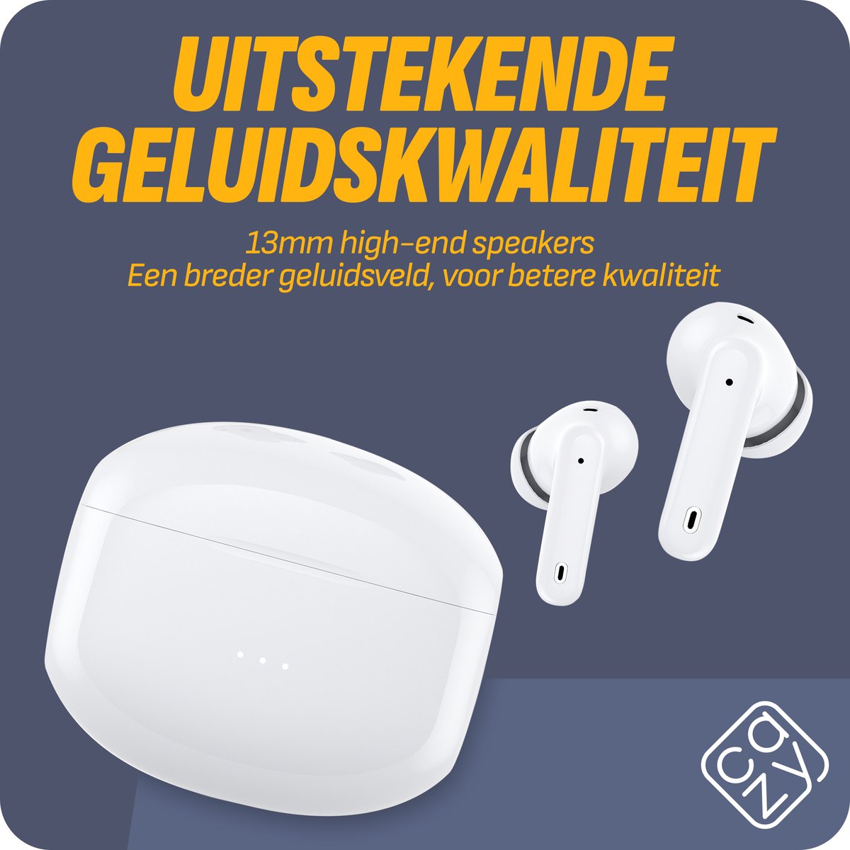 Cazy Bluetooth Draadloze Oordopjes Wit met Siliconen Hoesje Groen