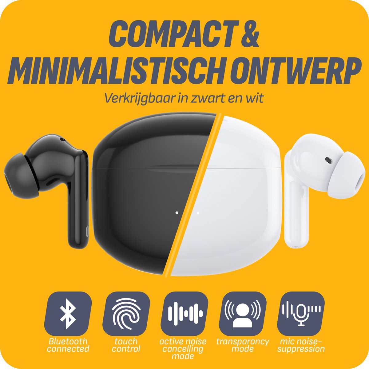 Cazy Bluetooth Draadloze Oordopjes Wit met Siliconen Hoesje Groen