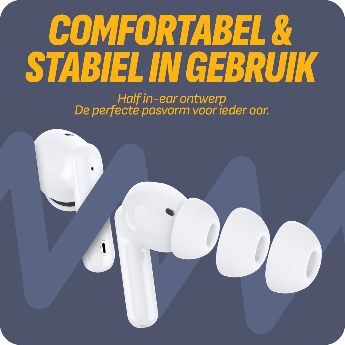 Cazy Bluetooth Draadloze Oordopjes Wit met Siliconen Hoesje Groen