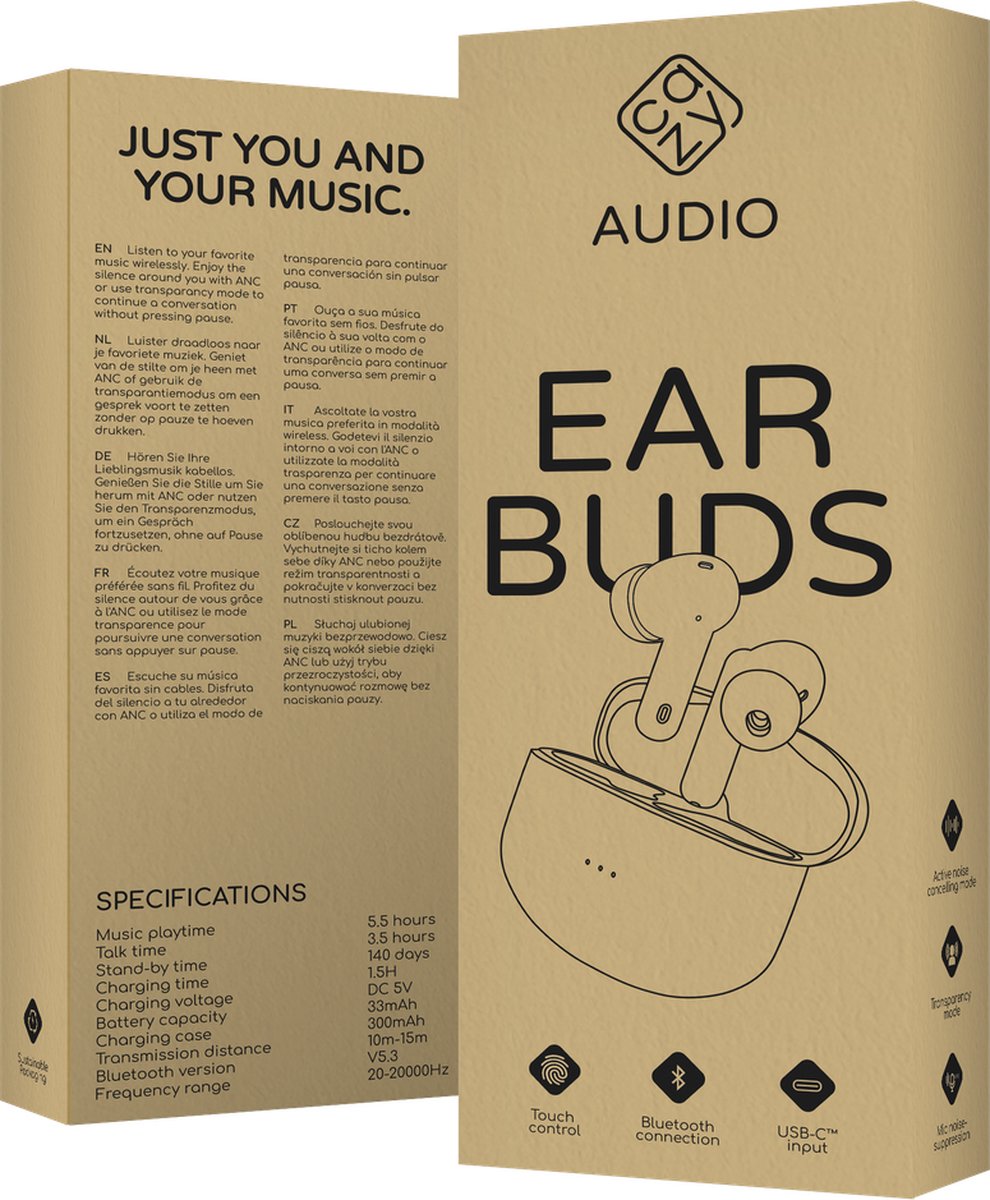 Cazy Earbuds Bundel - Draadloze Oordopjes + Oplader & Kabel