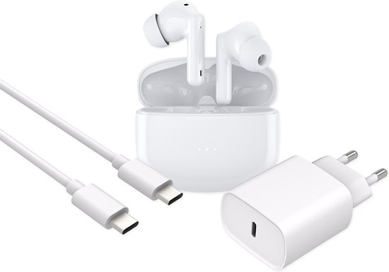 Cazy Earbuds Bundel - Draadloze Oordopjes + Oplader & Kabel