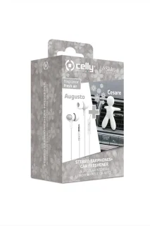 Celly Stereo Oordopjes met Autoverfrisser Set Wit