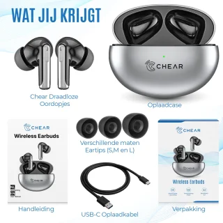 Chear Draadloze Oordopjes Bluetooth 5.3 Zwart