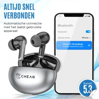 Chear Draadloze Oordopjes Bluetooth 5.3 Zwart