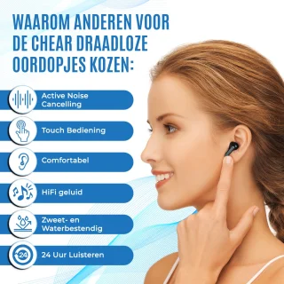Chear Draadloze Oordopjes Bluetooth 5.3 Zwart