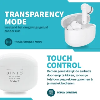 DINTO Earbuds Pro Bluetooth oordopjes