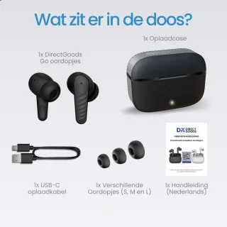DirectGoods Draadloze Bluetooth Oordopjes Zwart