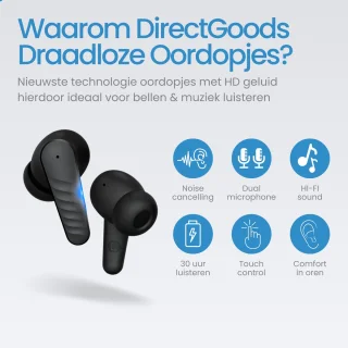 DirectGoods Draadloze Bluetooth Oordopjes Zwart
