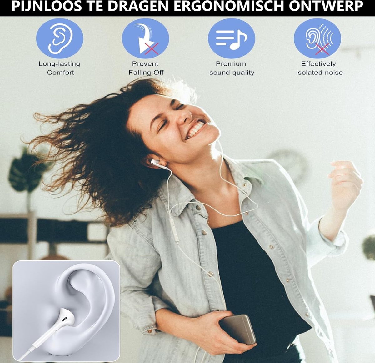 DISEV Oordopjes met Draad 3.5mm Jack Wit