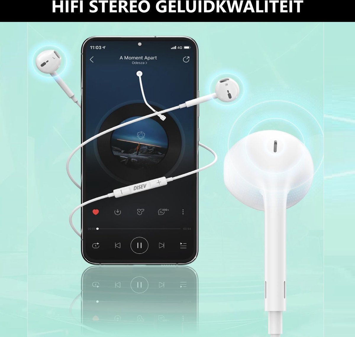 DISEV Oordopjes met Draad 3.5mm Jack Wit