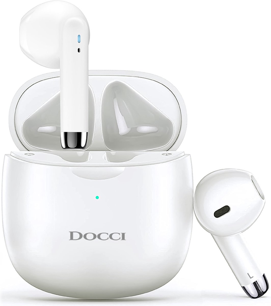 De Docci® Draadloze Bluetooth Oordopjes Wit in één oogopslag