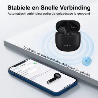 Docci® Draadloze Oordopjes Zwart