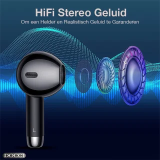 Docci® Draadloze Oordopjes Zwart
